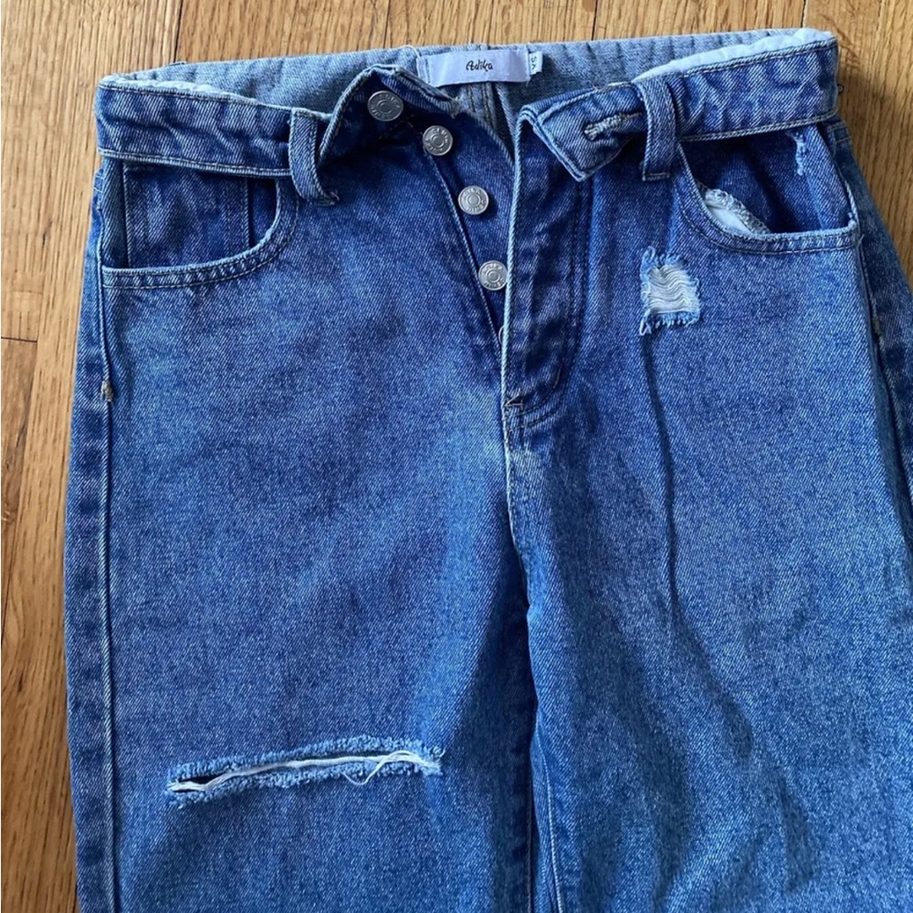 Adika Women’s Jeans Foldover Distressed Button Fly Size XS